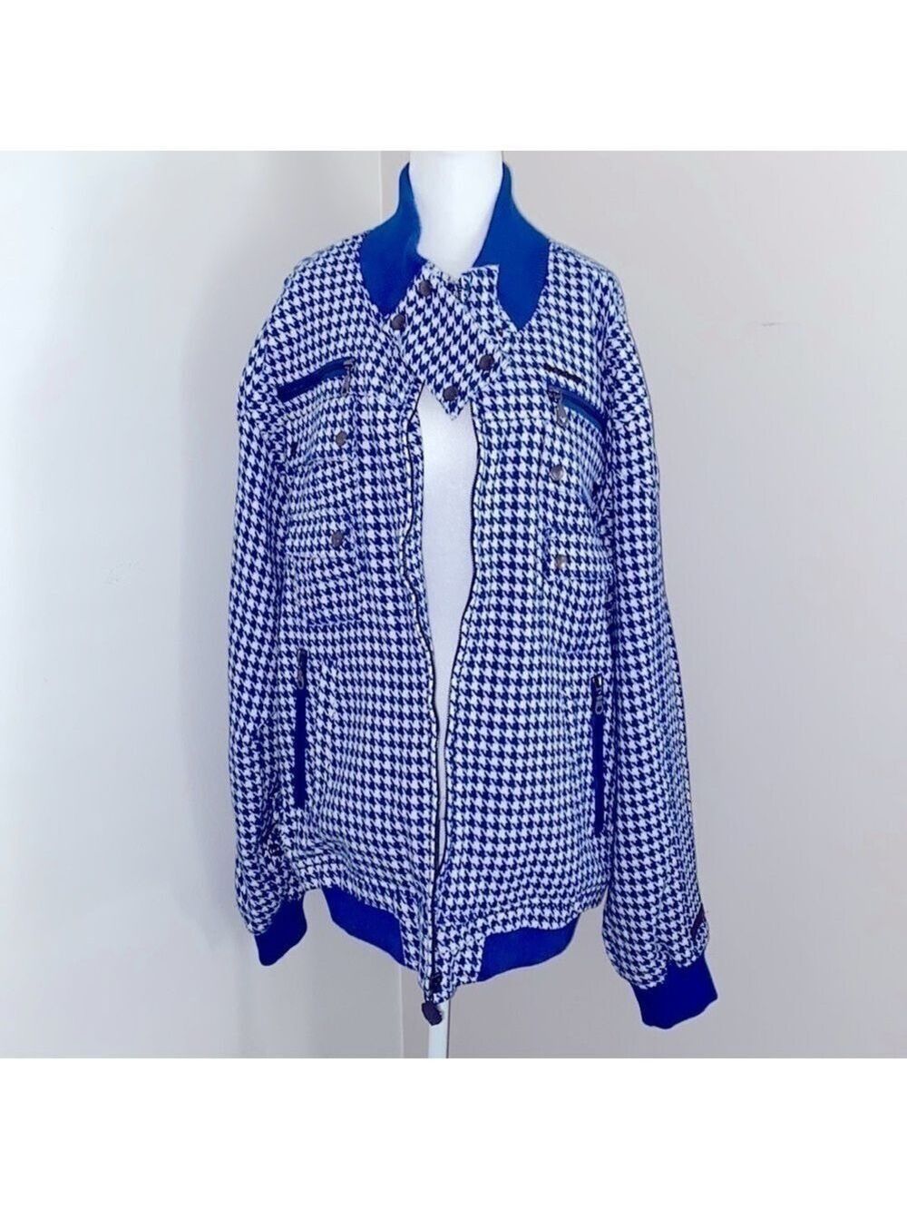 Live Mechanics houndstooth bomber jacket